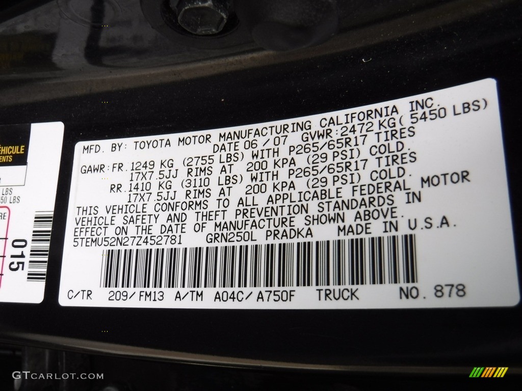 2007 Tacoma V6 TRD Sport Double Cab 4x4 - Black Sand Pearl / Graphite Gray photo #26