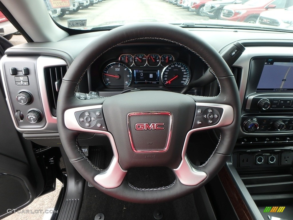 2018 GMC Sierra 1500 SLT Crew Cab 4WD Jet Black Steering Wheel Photo #127487805