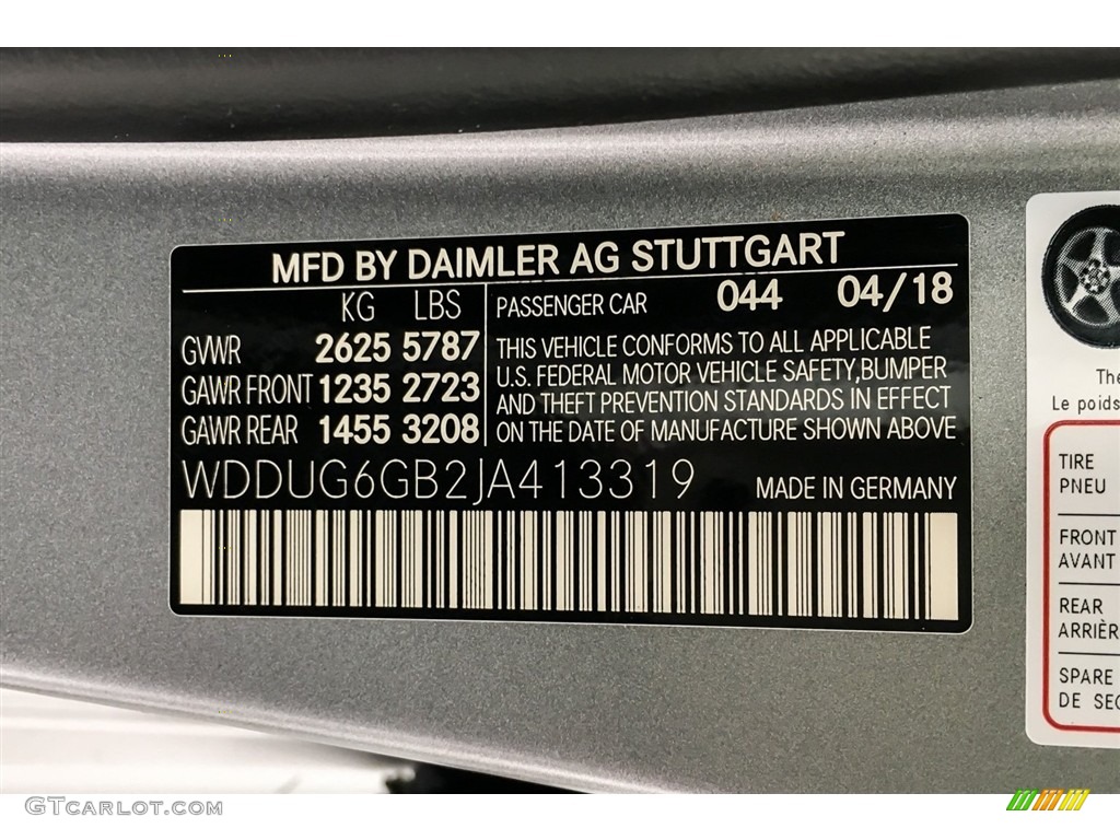 2018 Mercedes-Benz S 450 Sedan Color Code Photos