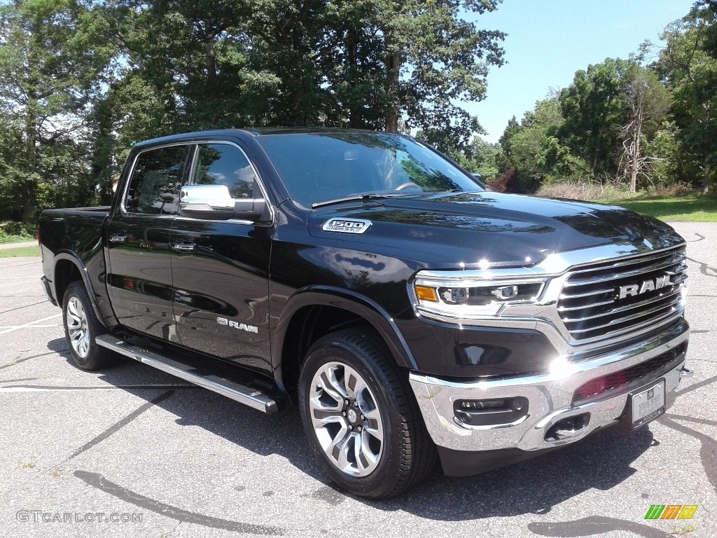 2019 1500 Long Horn Crew Cab 4x4 - Diamond Black Crystal Pearl / Black/New Saddle photo #4