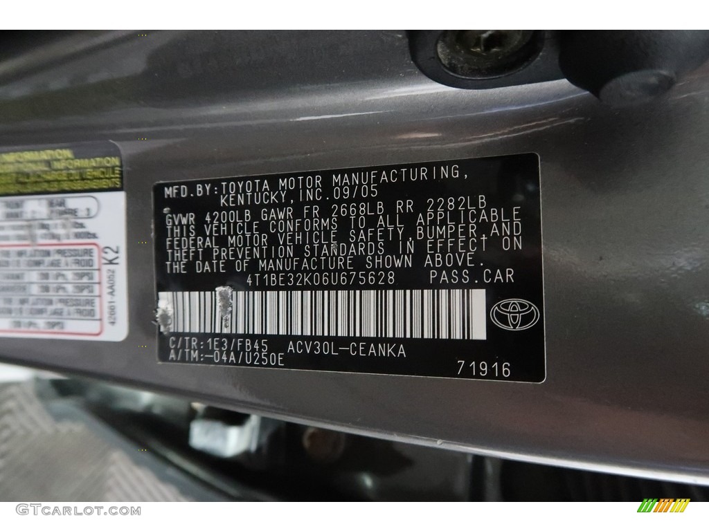 2006 Camry LE - Phantom Gray Pearl / Stone Gray photo #34