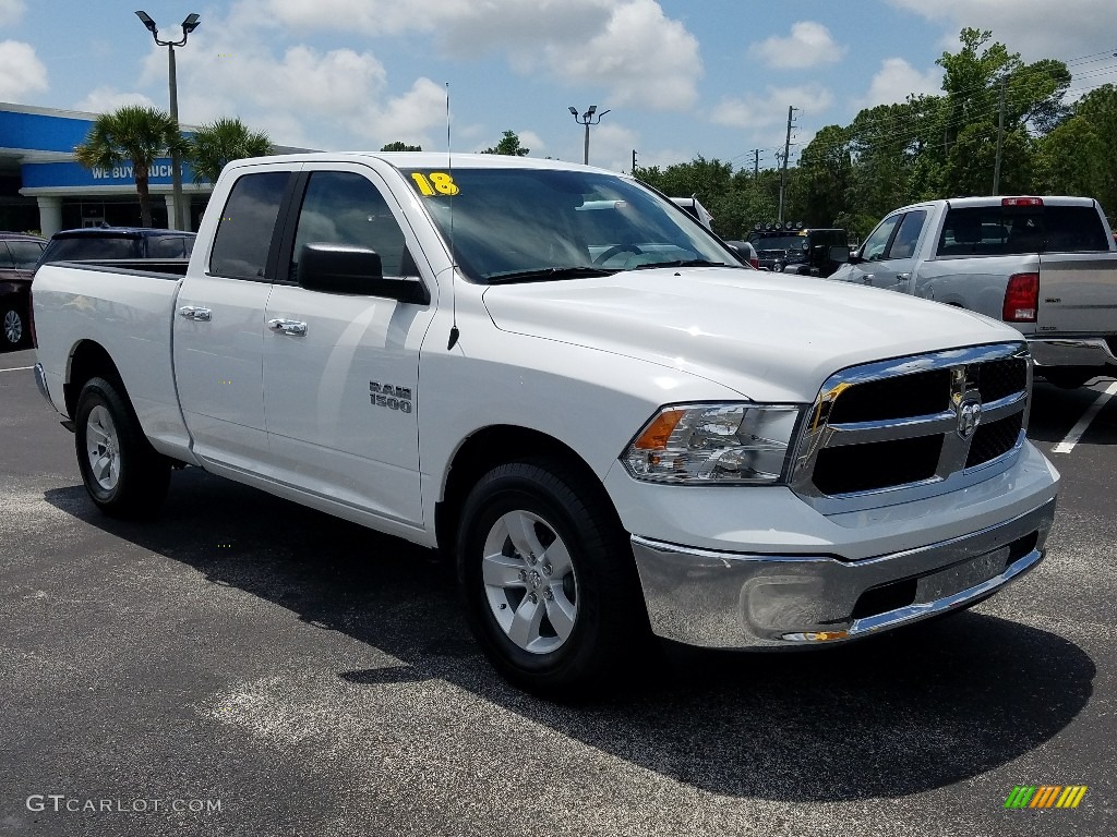2018 1500 SLT Quad Cab - Bright White / Black/Diesel Gray photo #7