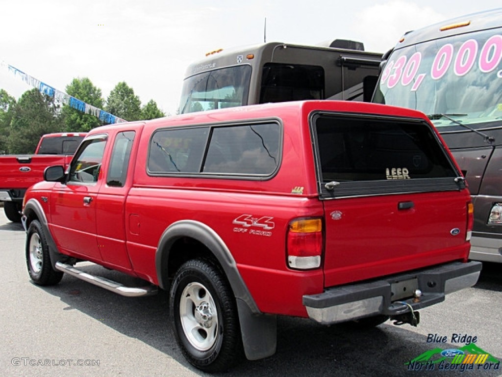 1999 Ranger XLT Extended Cab 4x4 - Bright Red / Medium Prairie Tan photo #3