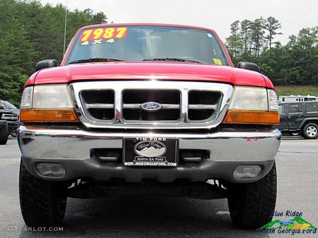 1999 Ranger XLT Extended Cab 4x4 - Bright Red / Medium Prairie Tan photo #4