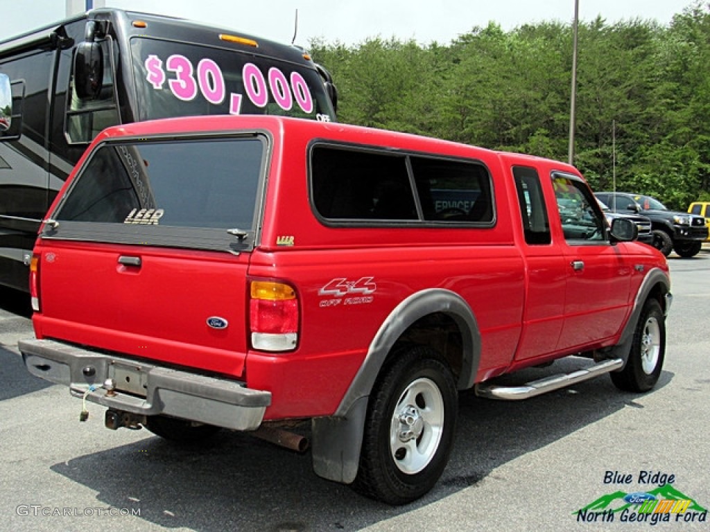 1999 Ranger XLT Extended Cab 4x4 - Bright Red / Medium Prairie Tan photo #6