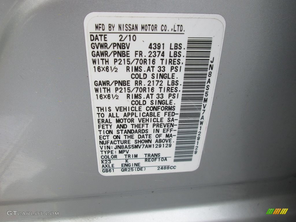 2010 Rogue S AWD - Silver Ice / Gray photo #28