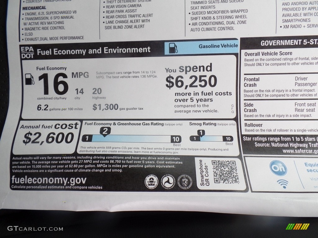 2018 Chevrolet Camaro ZL1 Coupe Window Sticker Photo #127518263