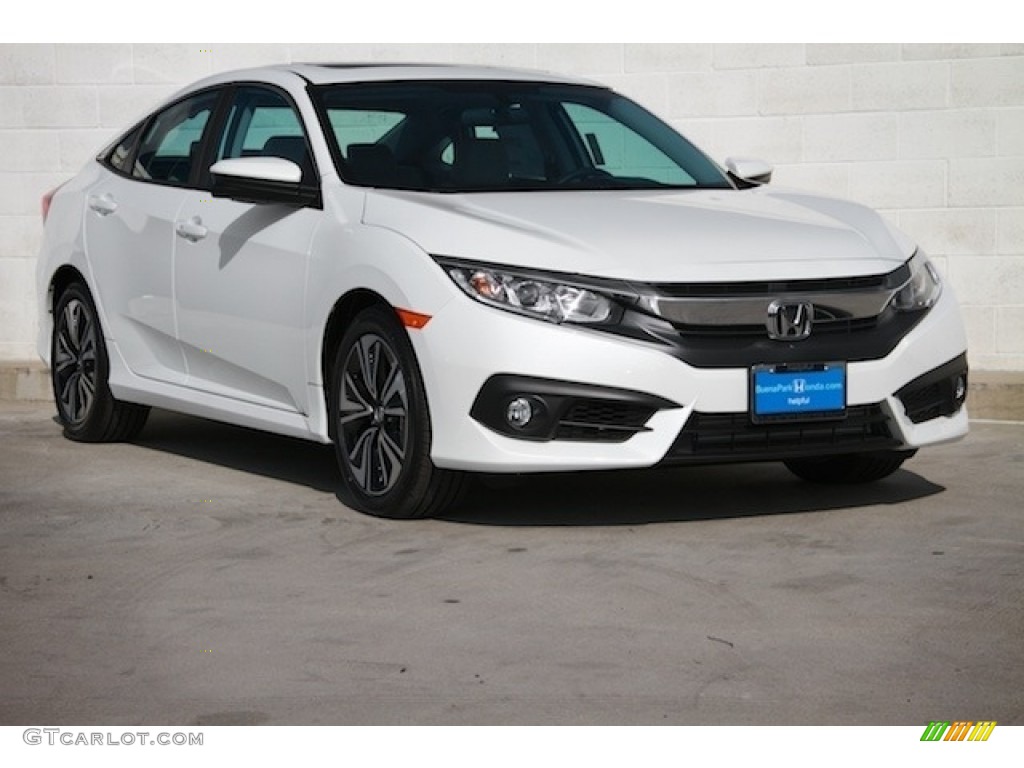 2018 Civic EX-T Sedan - White Orchid Pearl / Black photo #1