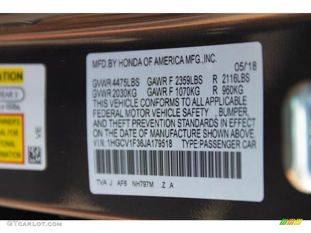 2018 Accord Color Code NH797M for Modern Steel Metallic Photo #127520503
