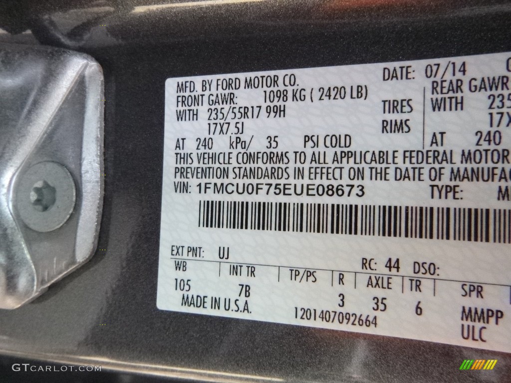 2014 Escape S - Sterling Gray / Charcoal Black photo #15