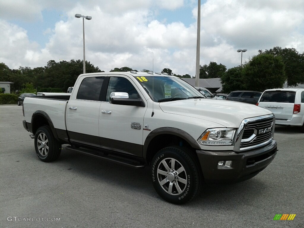 2018 2500 Laramie Longhorn Crew Cab 4x4 - Pearl White / Black/Cattle Tan photo #7