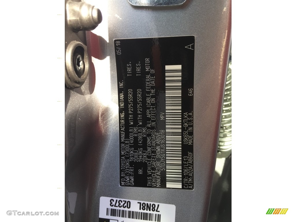 2018 Toyota Sequoia Limited 4x4 Color Code Photos