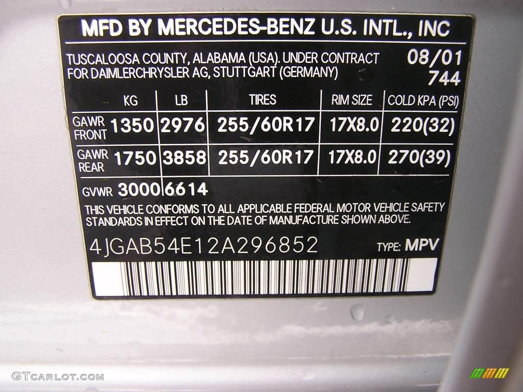 2002 ML 320 4Matic - Brilliant Silver Metallic / Charcoal photo #18
