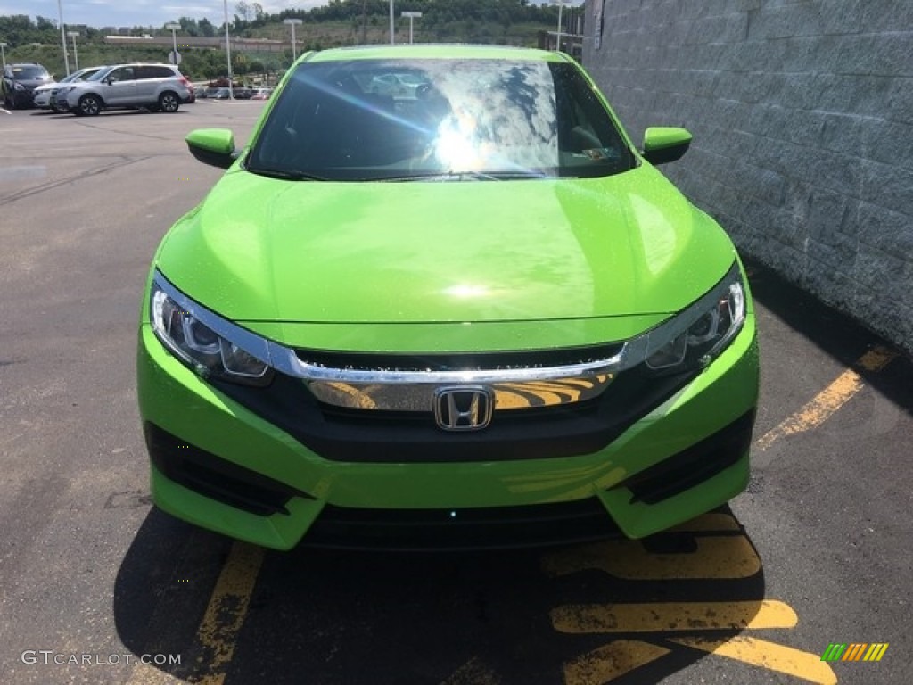 2018 Civic LX-P Coupe - Energy Green Pearl / Black/Gray photo #2