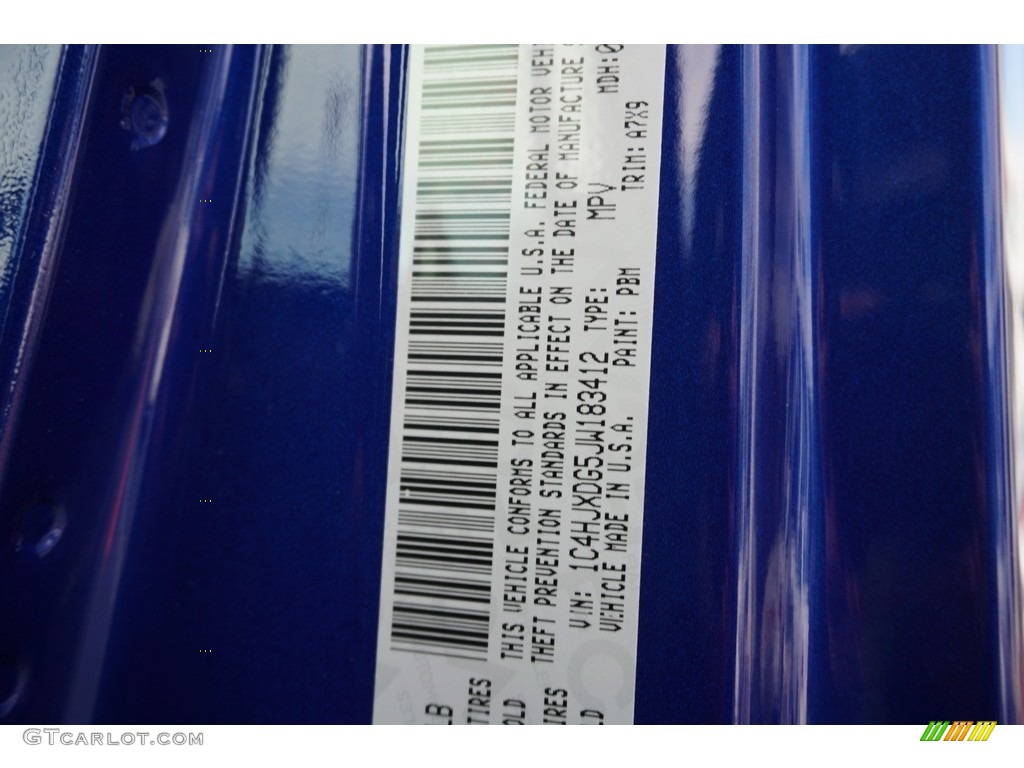 2018 Wrangler Unlimited Color Code PBM for Ocean Blue Metallic Photo #127553130