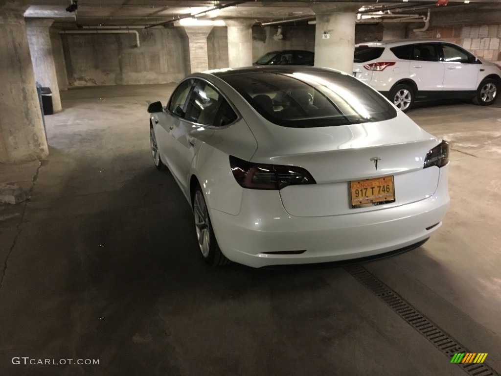 2018 Model 3 Long Range - Pearl White Multi-Coat / Black photo #7