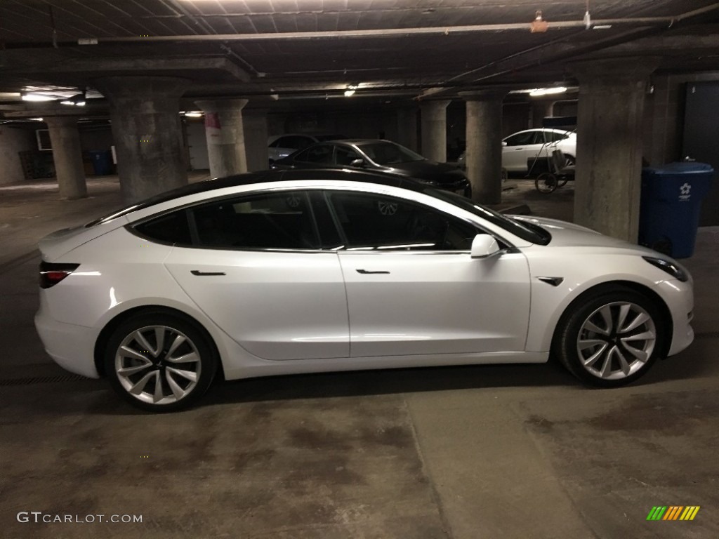 2018 Model 3 Long Range - Pearl White Multi-Coat / Black photo #8