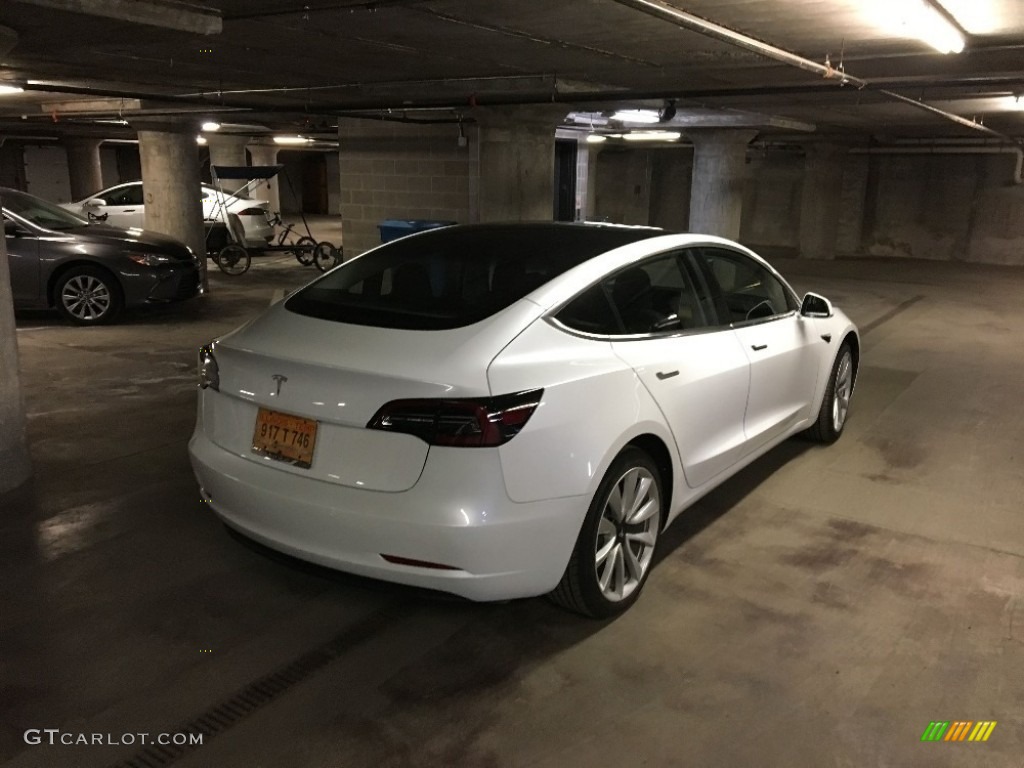 2018 Model 3 Long Range - Pearl White Multi-Coat / Black photo #9