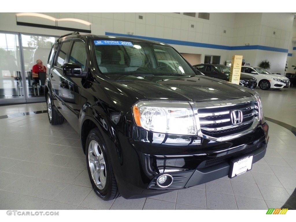 2015 Pilot EX 4WD - Crystal Black Pearl / Gray photo #4