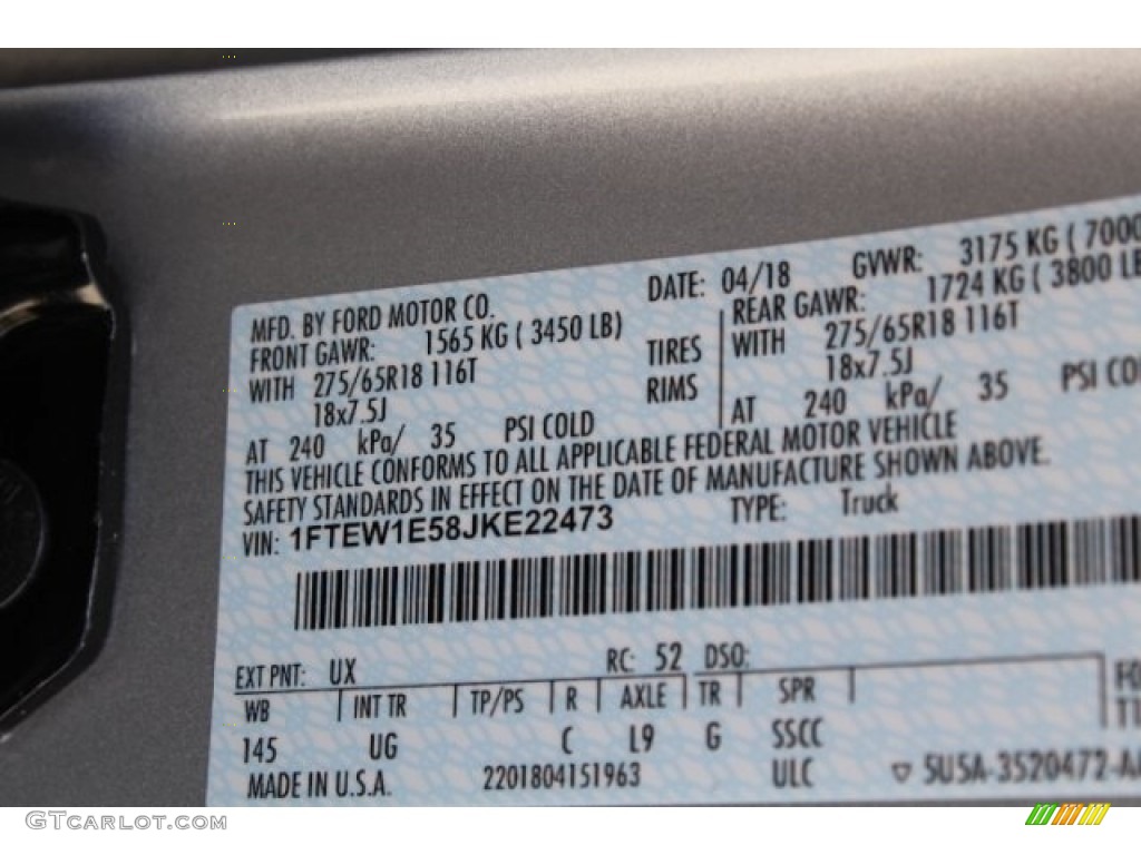 2018 F150 XLT SuperCrew 4x4 - Ingot Silver / Earth Gray photo #36