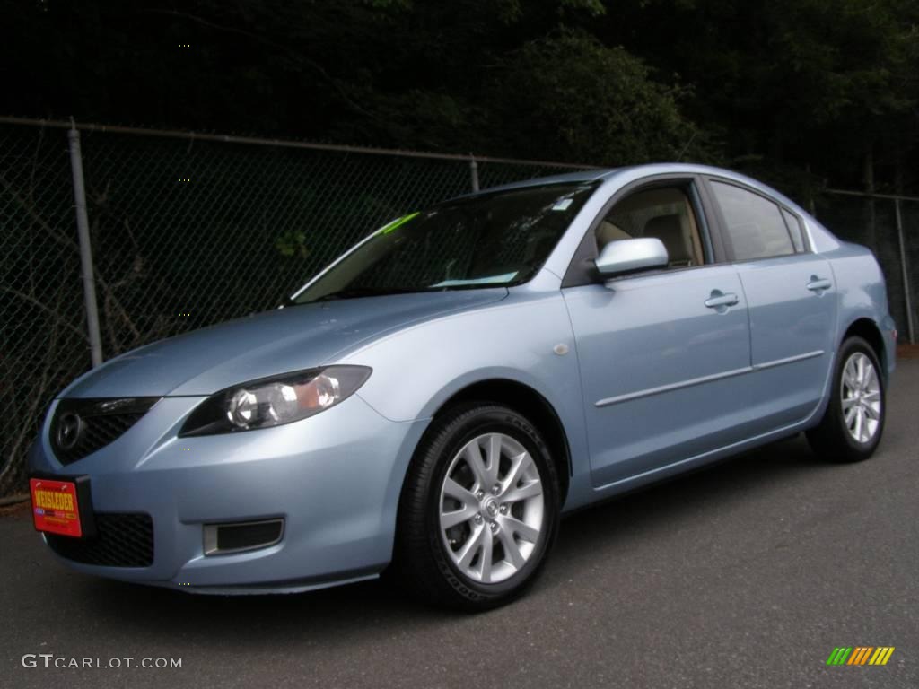 2007 MAZDA3 i Sport Sedan - Ice Blue Metallic / Beige photo #1