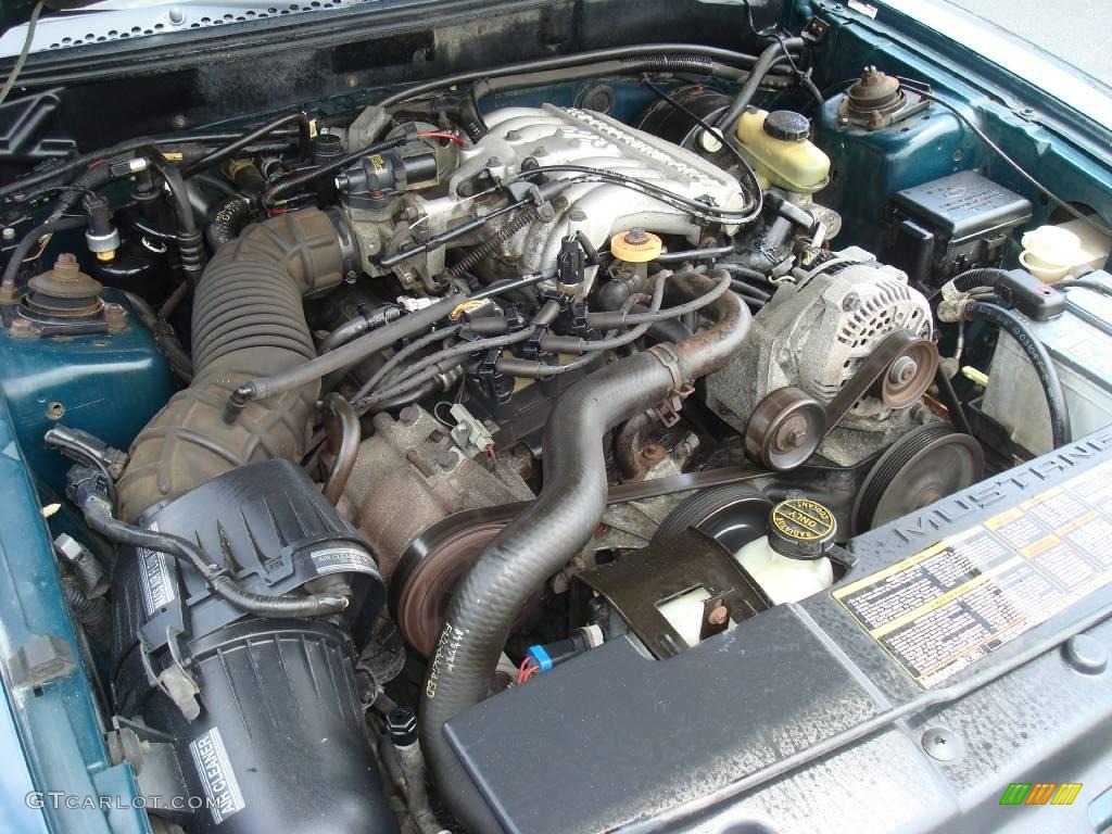 1994 Mustang V6 Convertible - Deep Forest Green Metallic / Saddle photo #23