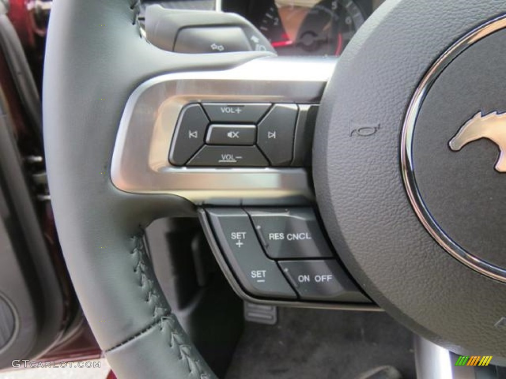 2018 Ford Mustang EcoBoost Fastback Ebony Steering Wheel Photo #127580521