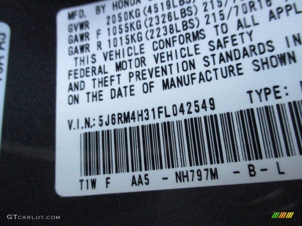 2015 CR-V LX AWD - Urban Titanium Metallic / Gray photo #19