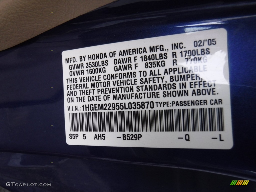 2005 Civic EX Coupe - Fiji Blue Pearl / Ivory photo #19