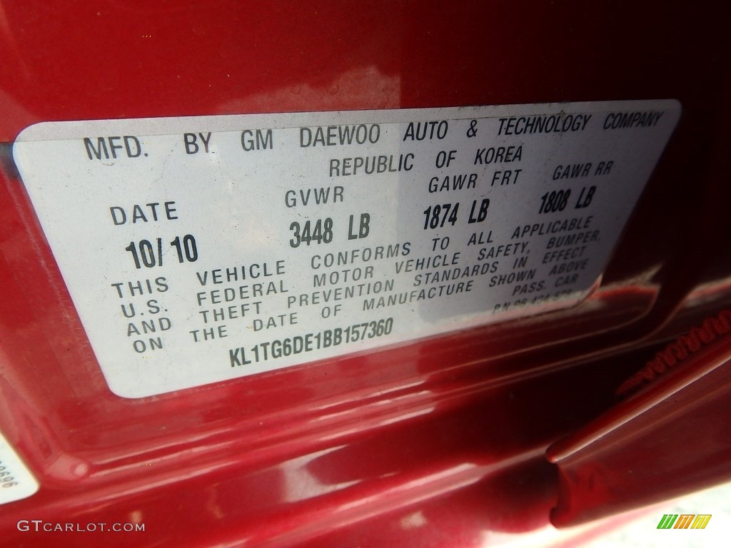 2011 Aveo Aveo5 LT - Sport Red / Charcoal photo #29