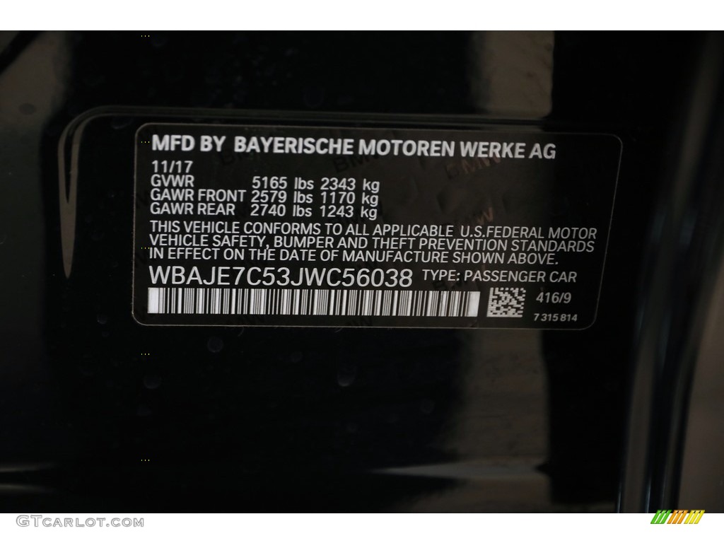 2018 5 Series 540i xDrive Sedan - Carbon Black Metallic / Black photo #26