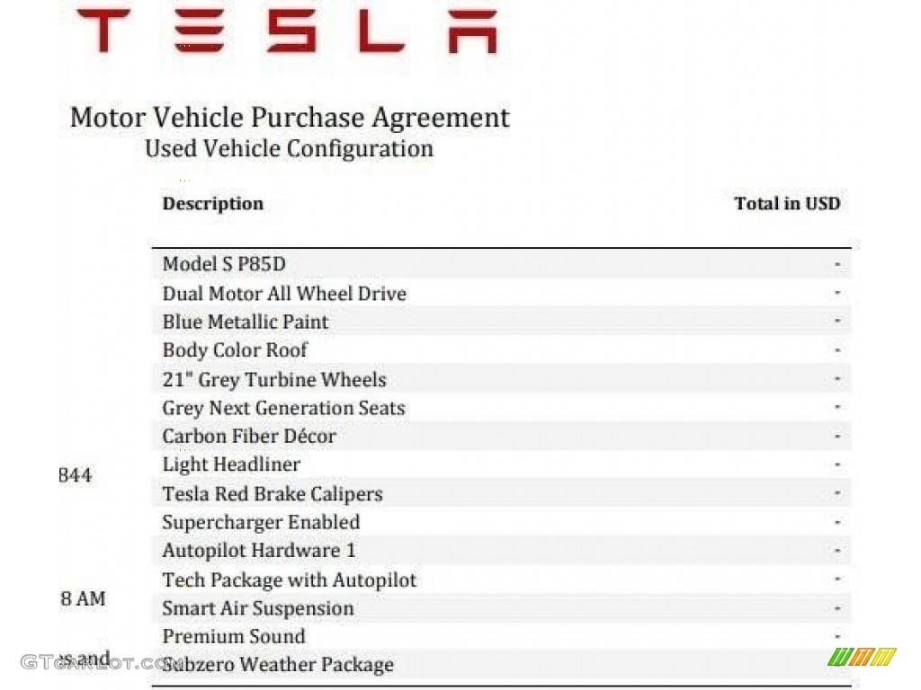 2014 Tesla Model S P85D Performance Info Tag Photos