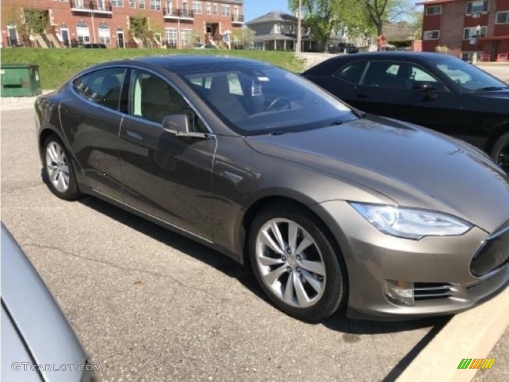 2016 Model S 90D - Titanium Metallic / Tan photo #1