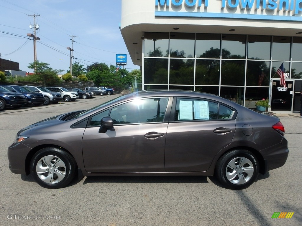 2015 Civic LX Sedan - Urban Titanium Metallic / Beige photo #2