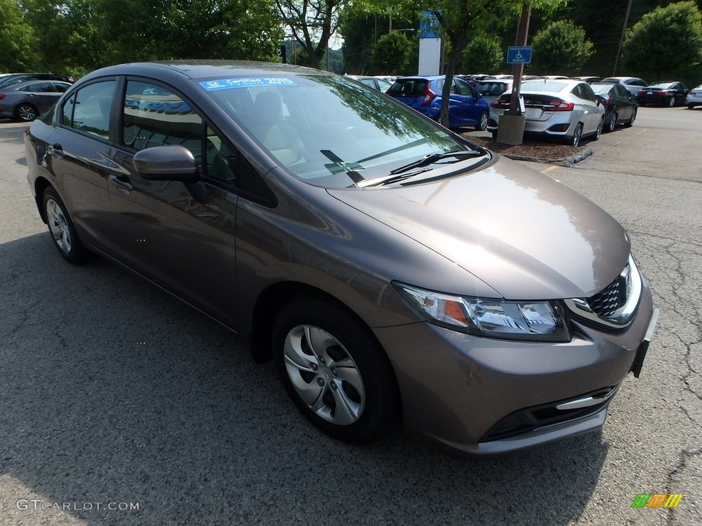 2015 Civic LX Sedan - Urban Titanium Metallic / Beige photo #7