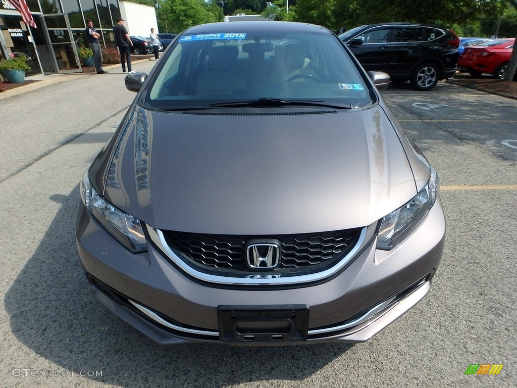 2015 Civic LX Sedan - Urban Titanium Metallic / Beige photo #8