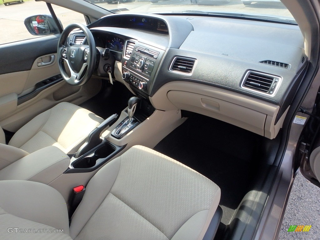 2015 Civic LX Sedan - Urban Titanium Metallic / Beige photo #11