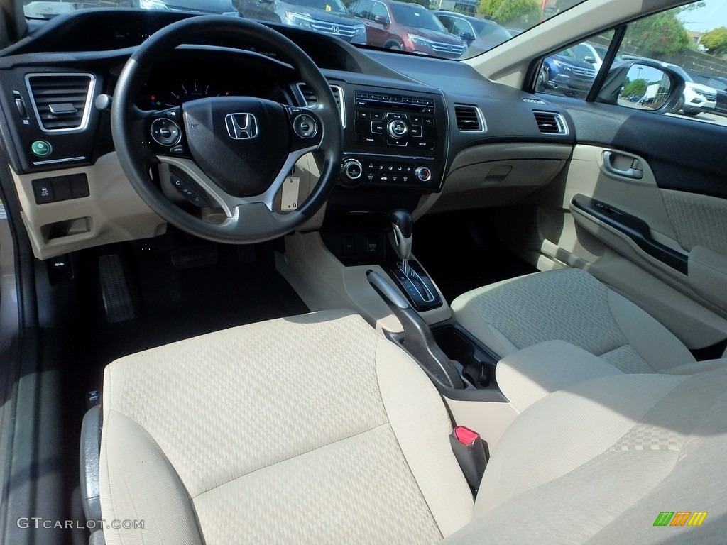 2015 Civic LX Sedan - Urban Titanium Metallic / Beige photo #17