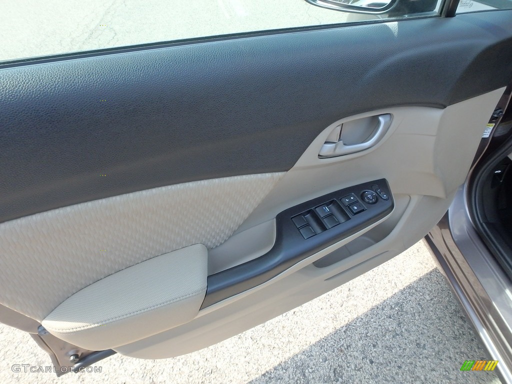 2015 Civic LX Sedan - Urban Titanium Metallic / Beige photo #19