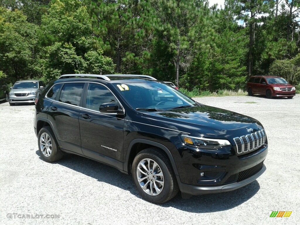 Diamond Black Crystal Pearl 2019 Jeep Cherokee Latitude Plus Exterior Photo #127606026