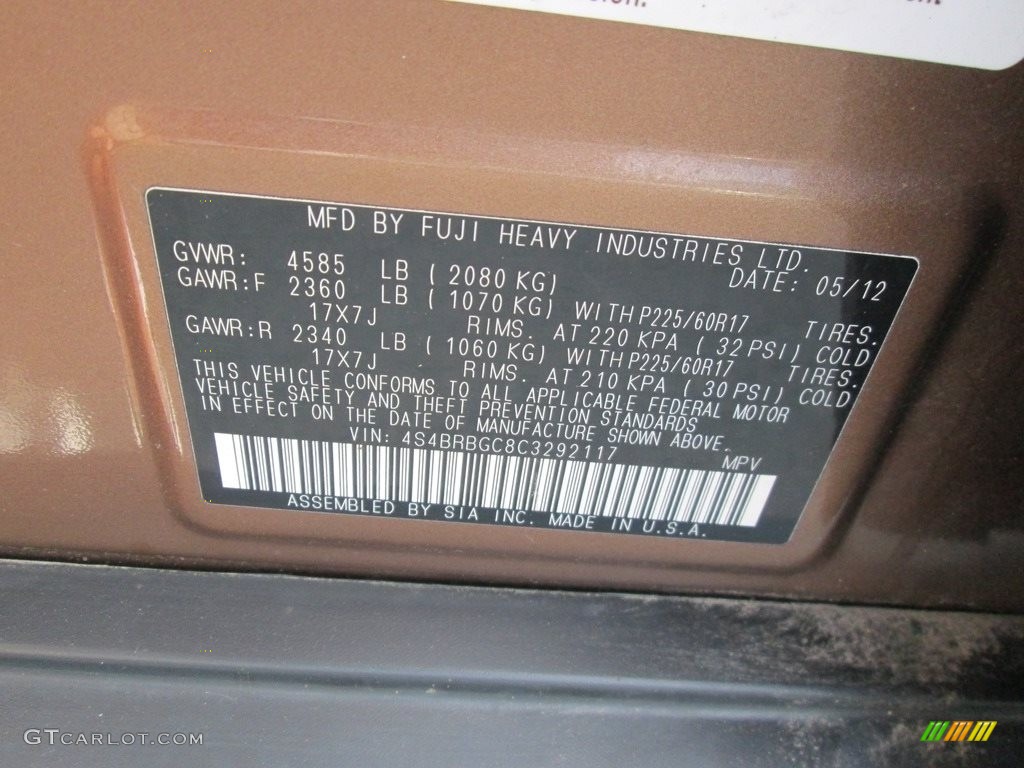 2012 Outback 2.5i Premium - Caramel Bronze Pearl / Warm Ivory photo #30