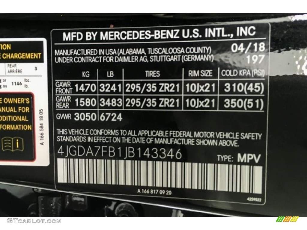 2018 GLE Color Code 197 for Obsidian Black Metallic Photo #127607808