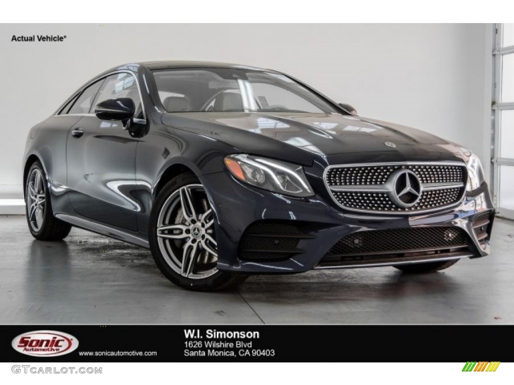 2018 E 400 Coupe - Lunar Blue Metallic / Macchiato Beige/Yacht Blue photo #1