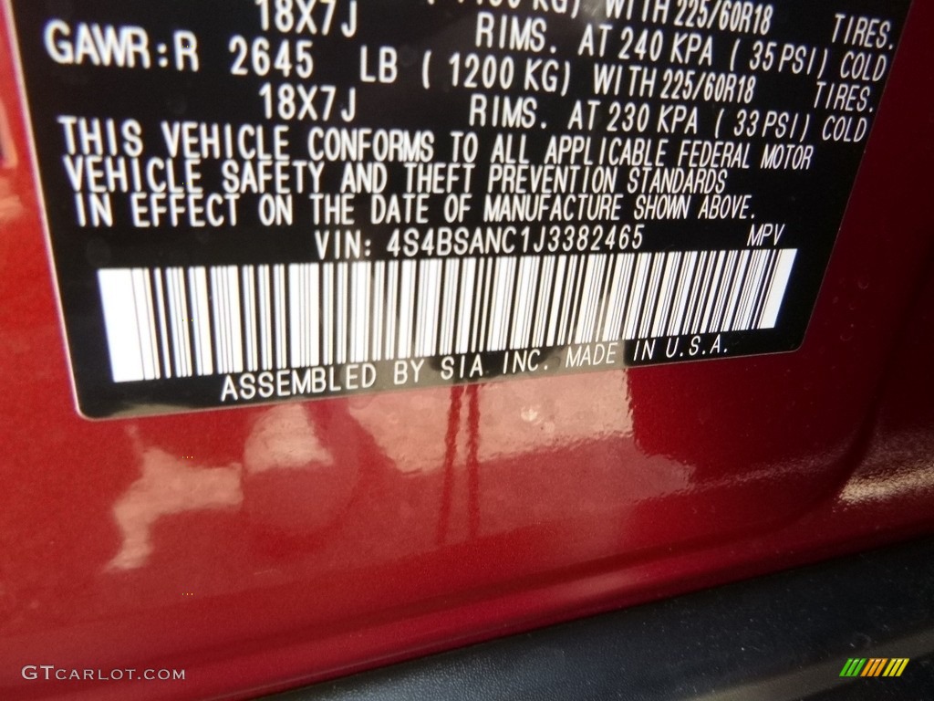 2018 Outback 2.5i Limited - Crimson Red Pearl / Ivory photo #16