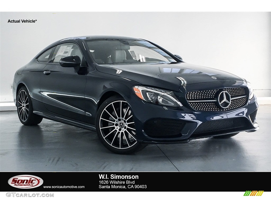 2018 C 300 Coupe - Lunar Blue Metallic / Crystal Grey/Black photo #1