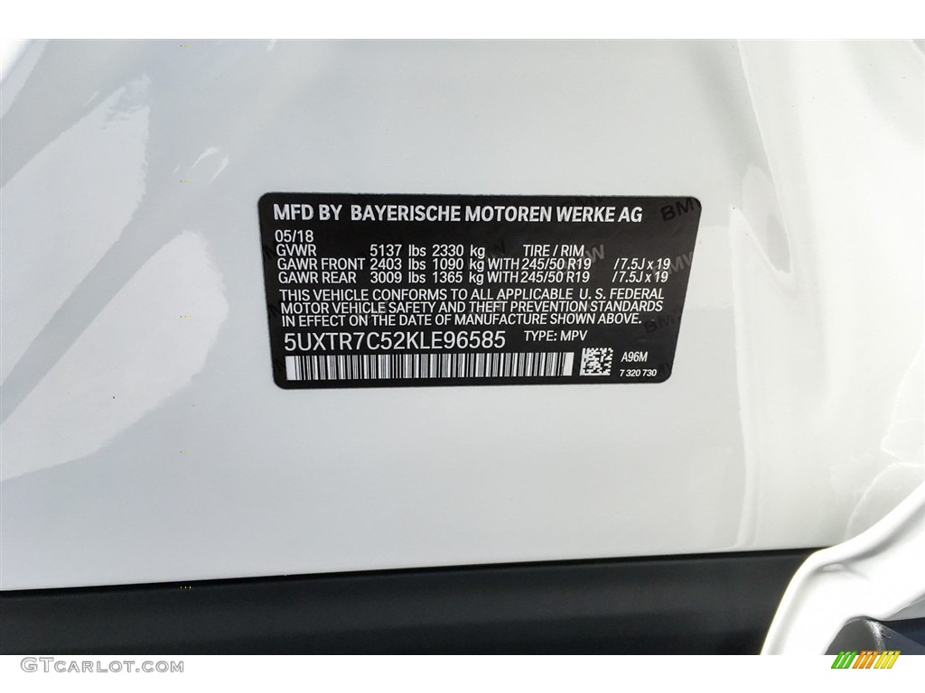 2019 X3 Color Code A96 for Mineral White Metallic Photo #127643648