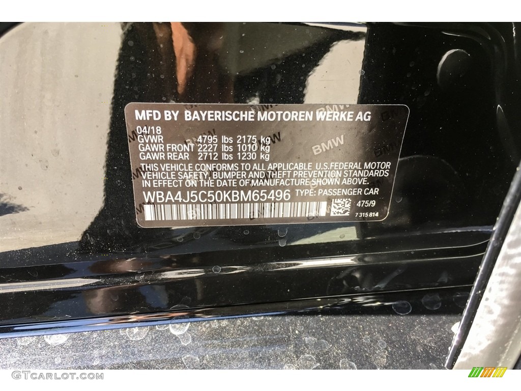 2019 4 Series Color Code 475 for Black Sapphire Metallic Photo #127644596