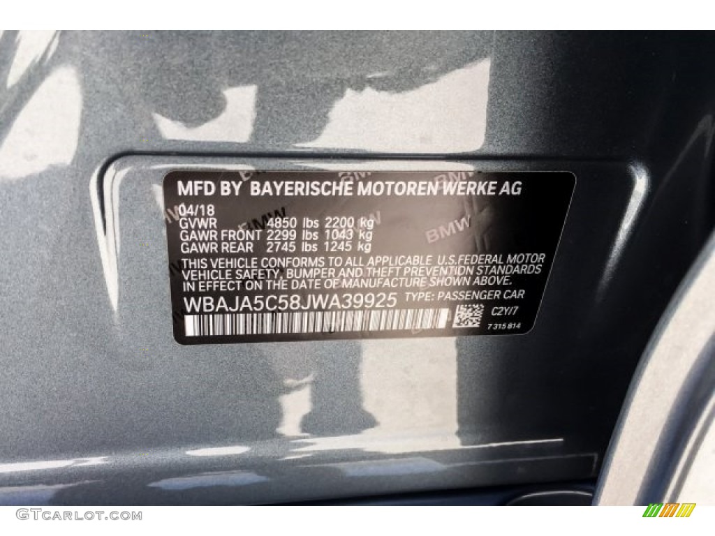 2018 5 Series 530i Sedan - Bluestone Metallic / Black photo #11