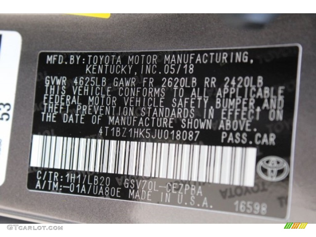 2018 Camry XSE V6 - Predawn Gray Mica / Black photo #36