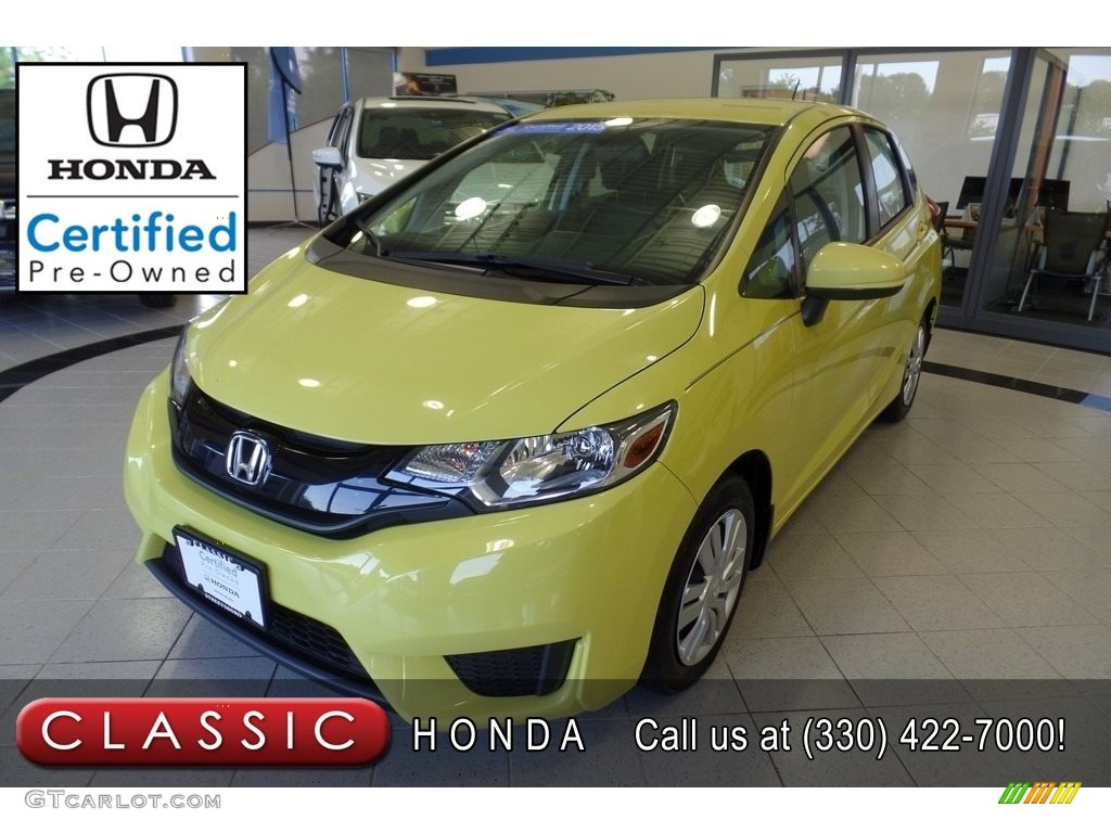 2015 Fit LX - Mystic Yellow Pearl / Black photo #1